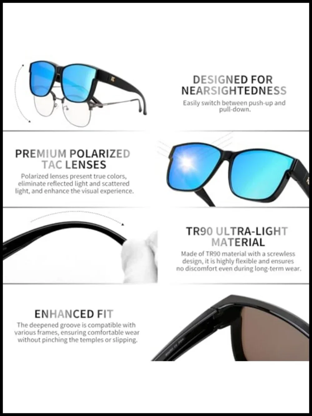Oversized Fit Over Glasses Polarized Sunglasses UV400 Protection Unisex